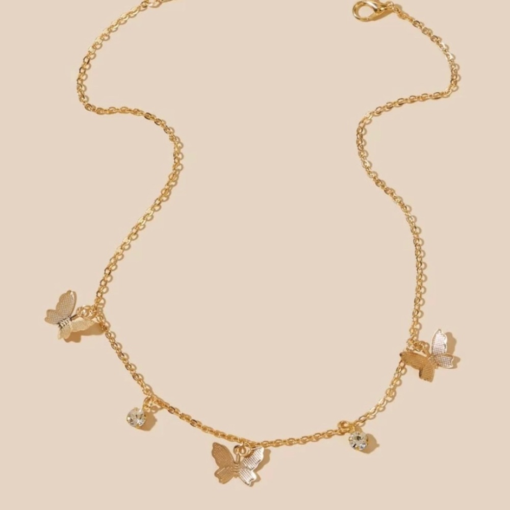 Butterfly and Rhinestone chain choker